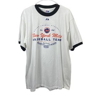 NWT MLB NY Mets Baseball Team Tshirt Shirt Top White Mens Size Large Majestic